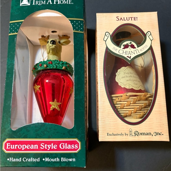 Trim A Home Deer Mouth Blown 7" And Salute!The Chianti Bottle By Roman Inc. 6" - Picture 2 of 6